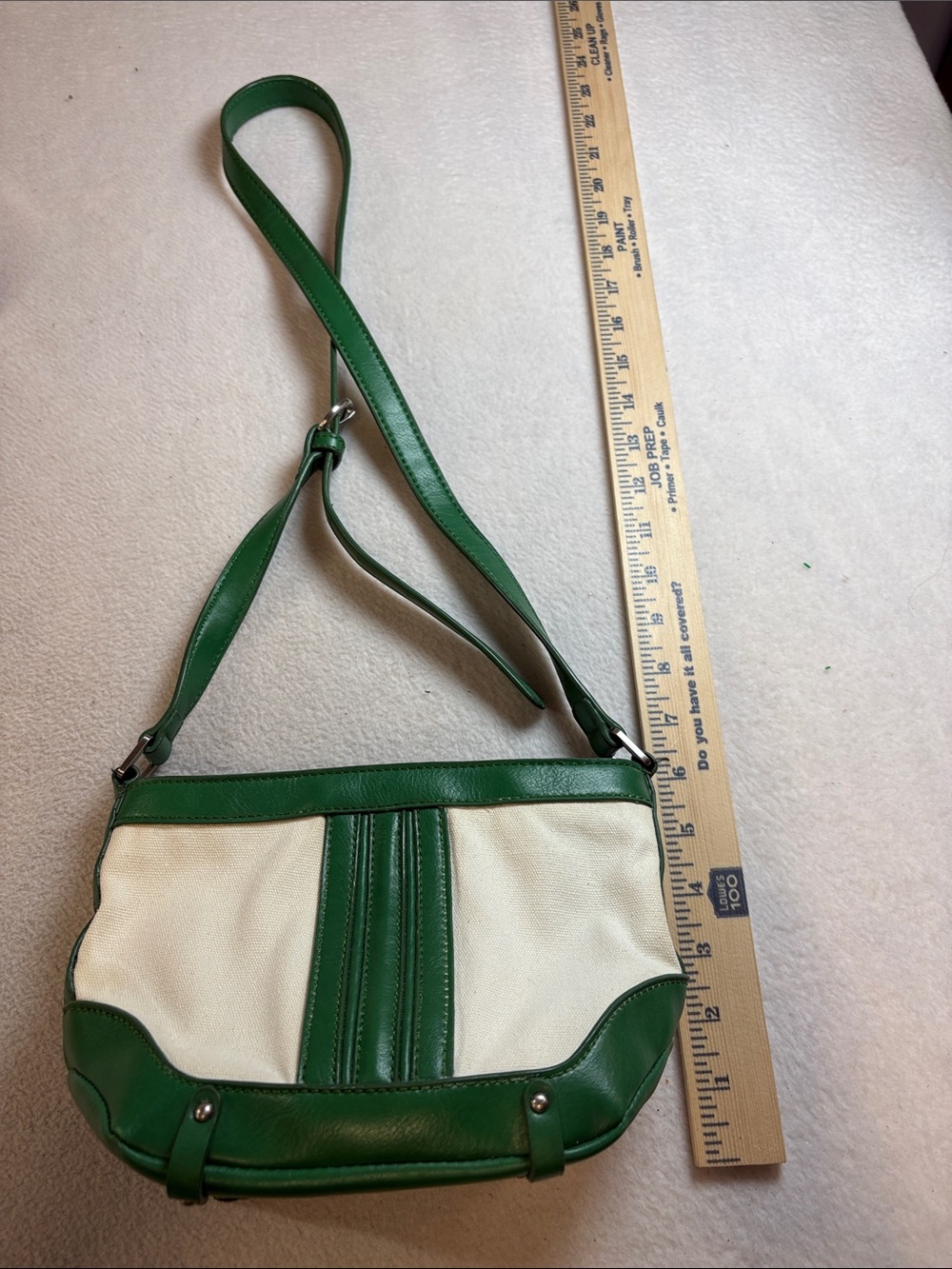 Etienne Aigner Green and Cream Two-Tone Leather Crossbody